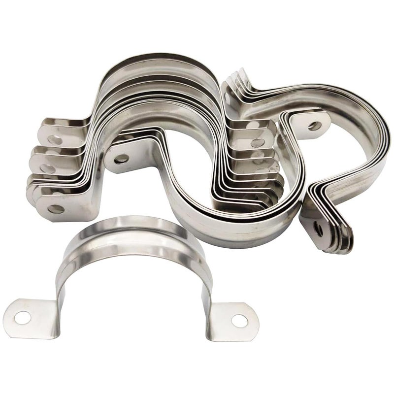 Sipery 20Pcs Reinforced Rigid Pipe Strap 2 Inch Two Hole Strap U Bracket Pipe Clamps, 304 Stainless Steel Conduit Clamps Tension Tube Clip for Pipes Fixing M50 - Image 1